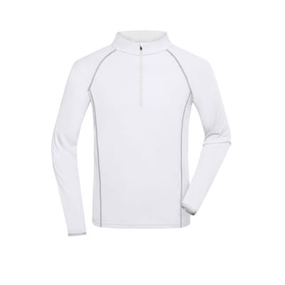 Herren Langarm Sportshirt JN498, weiß/silber, Größe XXL