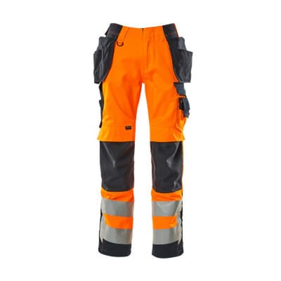 Wigan Hose mit Hängetaschen SAFE SUPREME, hi-vis Orange/Schwarzblau, Größe 76C51