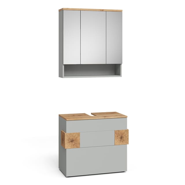 Vicco Badmöbel-Set Eden, Grau/Artisan, 2 Teile, (2-St., 2er Set)
