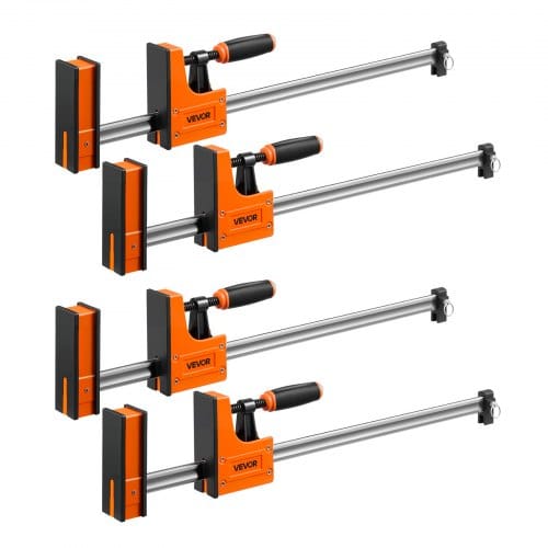VEVOR Schraubzwingen 4er-Pack, 60,96 cm Öffnung, F-Zwingen, 680 kg Klemmzwingen, 2-fach Klemm-/Spreizfunktion, Weiche Gummifüße, Stange aus Kohlenstoffstahl, für Holz- & Metallbearbeitung