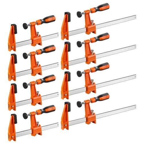 VEVOR Schraubzwingen, 8er-Pack, 15,24 cm & 30,48 cm F-Zwingen, 272 kg Klemmzwinge, mit Kunststoffauflage & Selbstverriegelung, Temperguss & Kohlenstoffstahl, für die Holz- & Metallbearbeitung