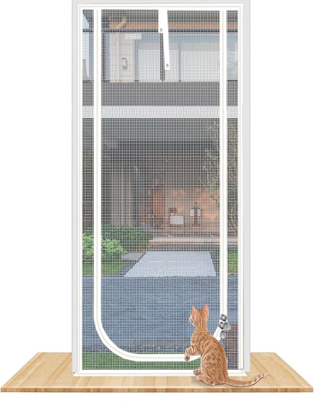 Moskitonetz Mit Reißverschluss, 85 X 210 Cm, Dick Und Katzensicher, Ideal Für Wohnzimmer, Küche Und Schlafzimmer (u-förmig, Weiß)