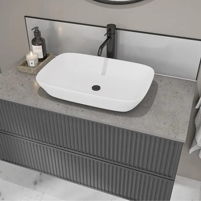 Wetwall Waschtischplatte Vanity Compact (150 x 60 x 1,2 cm, Pewter Terrazzo)