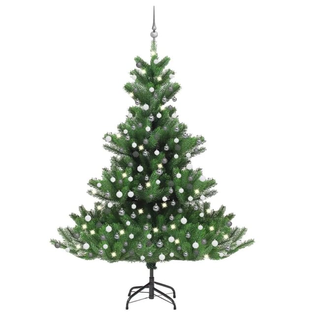 vidaXL Künstlicher Weihnachtsbaum Nordmann LED Kugeln Grün 210 cm Modell 3