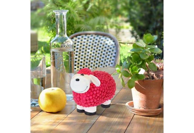 Relaxdays Gartenfigur Schaf Polyresin Pink Wetterfest 16 cm x 21 cm x 12,5 cm 0,8 kg