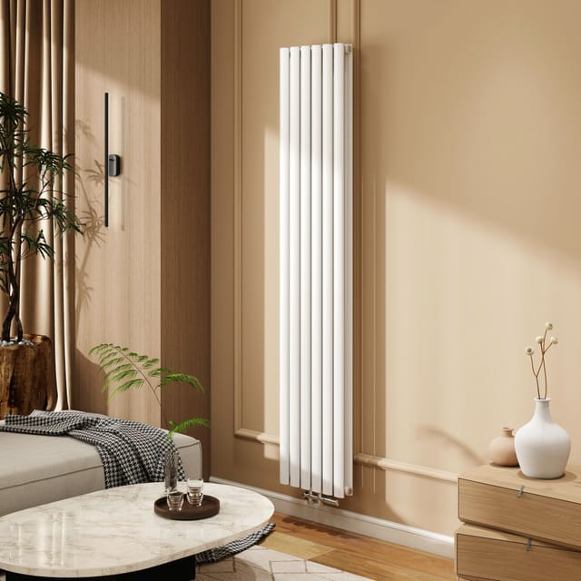 Duschparadies Heizkörper Oval Röhrenheizkörper Für Warmwasserbetrieb 35,4x180cm 1692w Weiß Doppellagig Paneelheizkörper