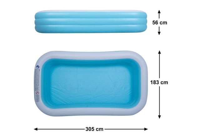 SunClub Planschbecken Rechteckig 305 cm x 183 cm x 56 cm Blau mit Ablaufventil