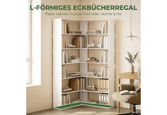 HOMCOM Bookshelf Spanplatte 90L x 90B x 180H cm Weiß