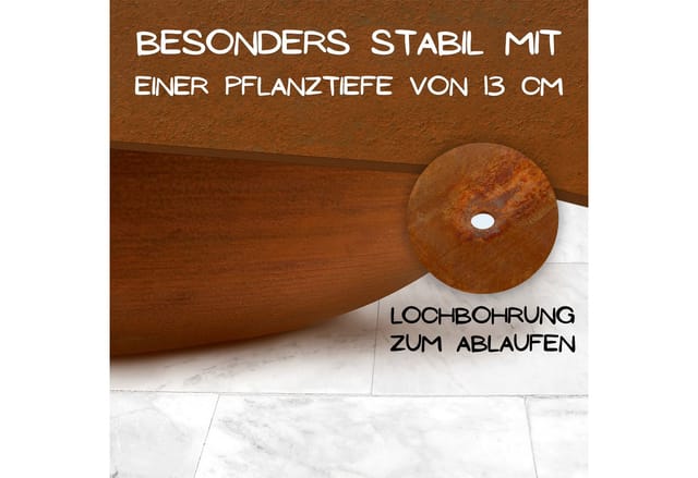Rostikal Cortenstahl Pflanzschale Ø 53 cm ohne Kugeln Wetterfest mit echter Edelrost Patina