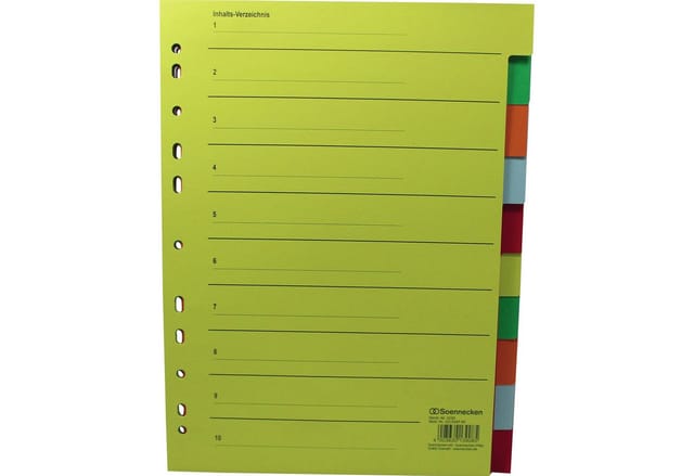 Soennecken Register 1526 DIN A4 blanko volle Höhe Recycling farbig