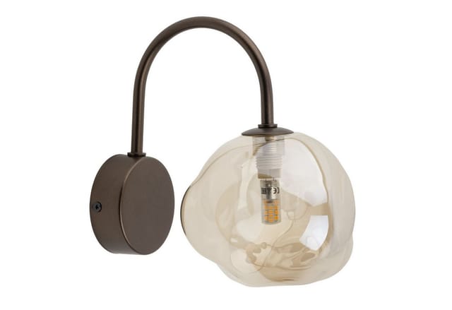 Licht-Erlebnisse Wandleuchte UMERA, ohne Leuchtmittel, Rauchglas Metall 21 cm hoch Braun Cognac G9 Modern