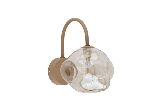 Licht-Erlebnisse Wandleuchte UMERA, ohne Leuchtmittel, Rauchglas Metall G9 21 cm hoch Beige Cognac Modern Wandlampe