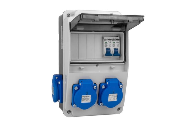 Doktorvolt Wandverteiler XS 16A 2x230V IP44 Stromverteiler LS-schalter Komplett Steckdosenverteiler
