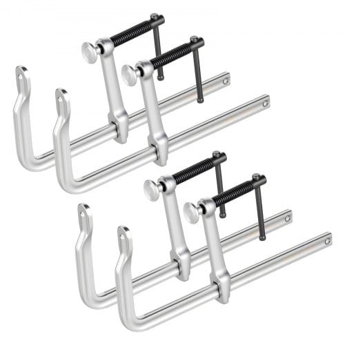 VEVOR Schraubzwinge, 4er-Pack, 30,48 cm Öffnung, 120 mm Ausladung, 545 kg Tragkraft, Klemmzwinge Stahlguss- & Schmiedematerial, mit drehbarer Backe und T-Griff, für die Holz- & Metallbearbeitung