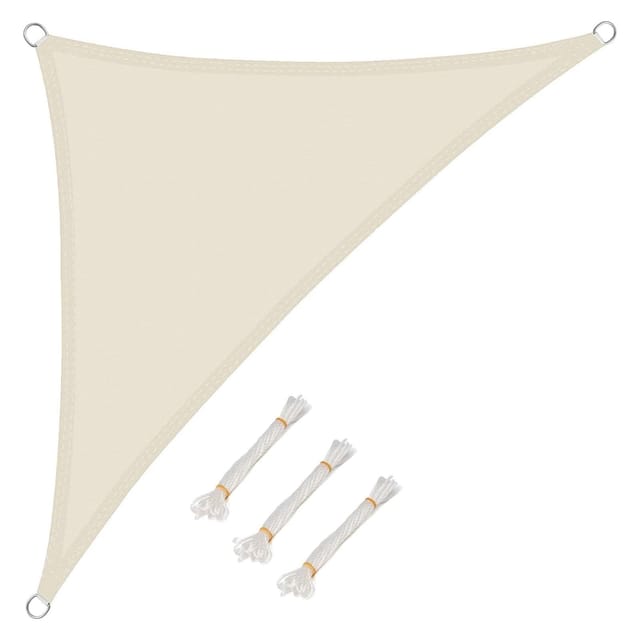 Dreieckiges Sonnensegel 3x3x3 M, Wasserdicht, 93 % Uv-beständig, Winddicht, Aus Polyester Mit Uv-schutz, Für Garten, Terrasse Und Camping, Cremefarben