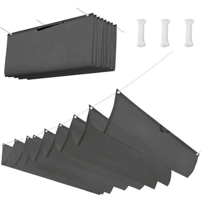 Einziehbares Sonnensegel Mit Wellenmuster, 1 X 2 M, Wasserdicht, Rechteckig, Uv-schutz, Reißfest, Ersatz-sonnensegel Für Pergolen, Mit Ösen Und Seil Für Terrasse Und Garten, Dunkelgrau