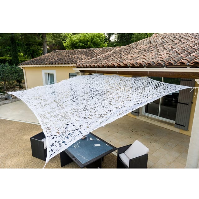 Weißes, Durchbrochenes Sonnensegel 3 X 5 M, Effektiver Sonnenschutz Durch Uv-behandlung, Schnelle Montage Mit Stahlhaken, Langlebig Und Belüftet.