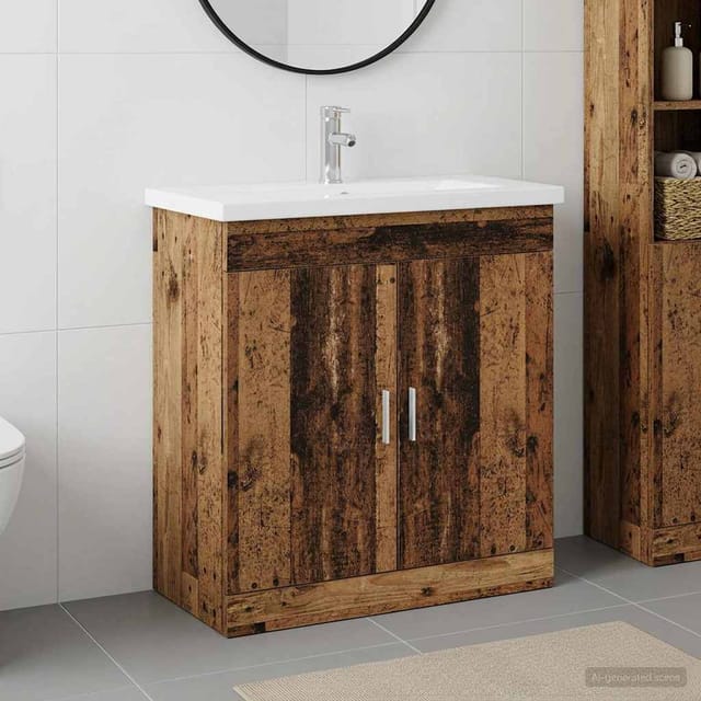 Vidaxl Badezimmermöbel-set Altholz 81 X 40 X 84,5 Cm Holzwerkstoff