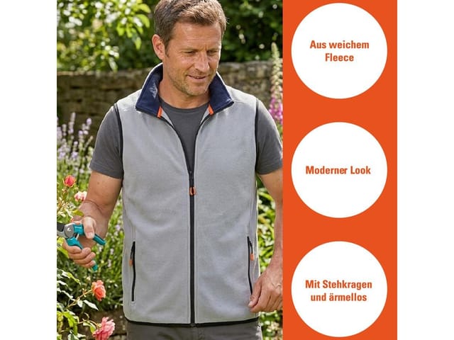 Gardena Herren Fleeceweste Soft Fleece Garten Outdoor Freizeit Polyester, Farbe: 14-4203m Dunstgrau, Größe: M