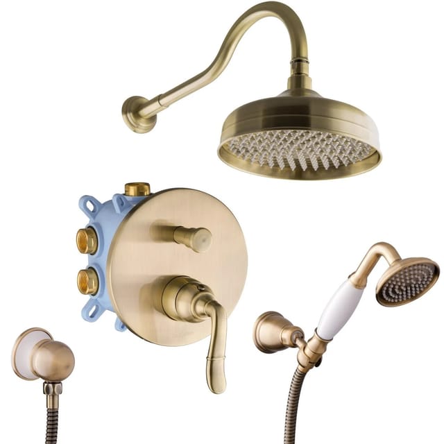 Duschsystem Unterputz Nostalgie Messing Bronze Retro - Paulgurkes