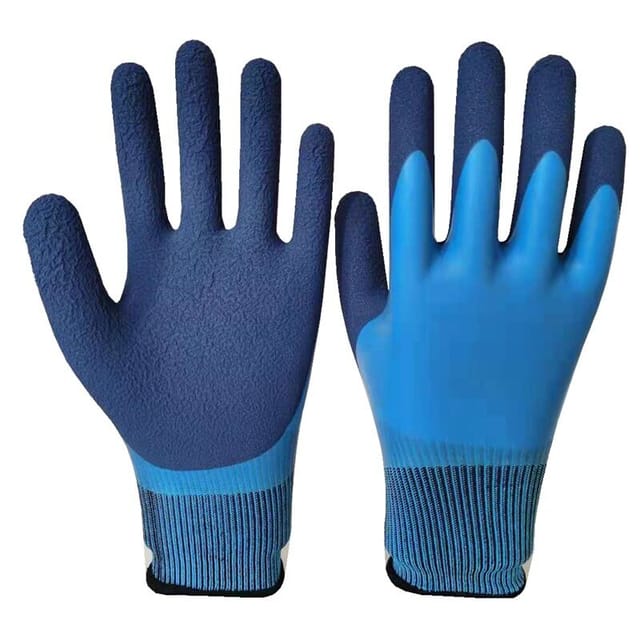 Thermo-arbeitshandschuhe. Blaue, Rutschfeste, Doppellagige, Wasserdichte Winterhandschuhe Aus Nylon