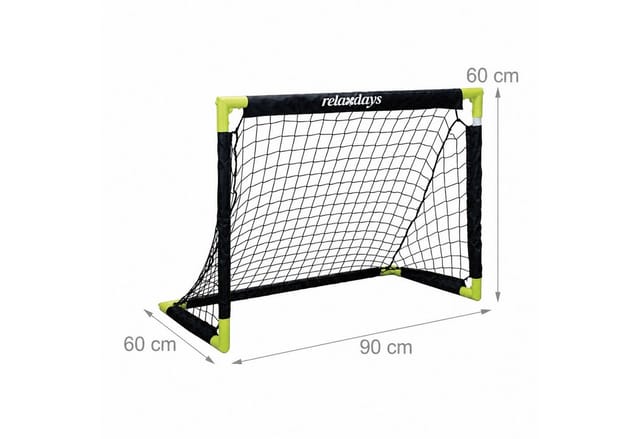 Relaxdays Fußballtor, Hbt: 60 X 90 X 60 Cm, Steckbar, Mit Ball, Erdhaken & Tasche, Pvc, Kindertor Garten, Schwarz/gelb