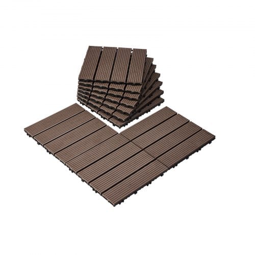 Terrassenfliesen, 10er-set, Balkonfliesen 295 X 295 Mm, Klickfliesen, Wasserdichter Kunststoff-bodenbelag Für Den Außenbereich, Terrassenbodenbelag Für Veranda, Pool, Balkon, Dunkelbraun