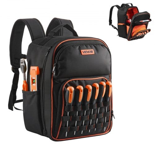 Werkzeugrucksack, 49 Taschen, Werkzeug-aufbewahrungs-organizer, Backpack Mit Laptopfach Und Verstärktem Stoffboden, Baustellenrucksack, Werkzeugtasche Für Elektriker, Handwerker