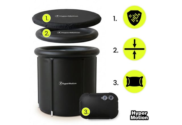 HyperMotion Ovalpool HyperMotion Eisbad Wanne 330 L faltbar mit Isolierdeckel Schwarz