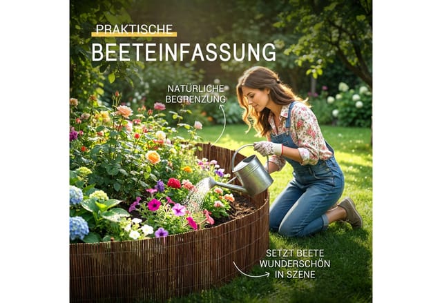 Sol Royal Beetbegrenzung Beeteinfassung SolVision WB79 Weide 40x300cm, Flexible Rasenkante Steckzaun Beetumrandung Holz Beetabgrenzung
