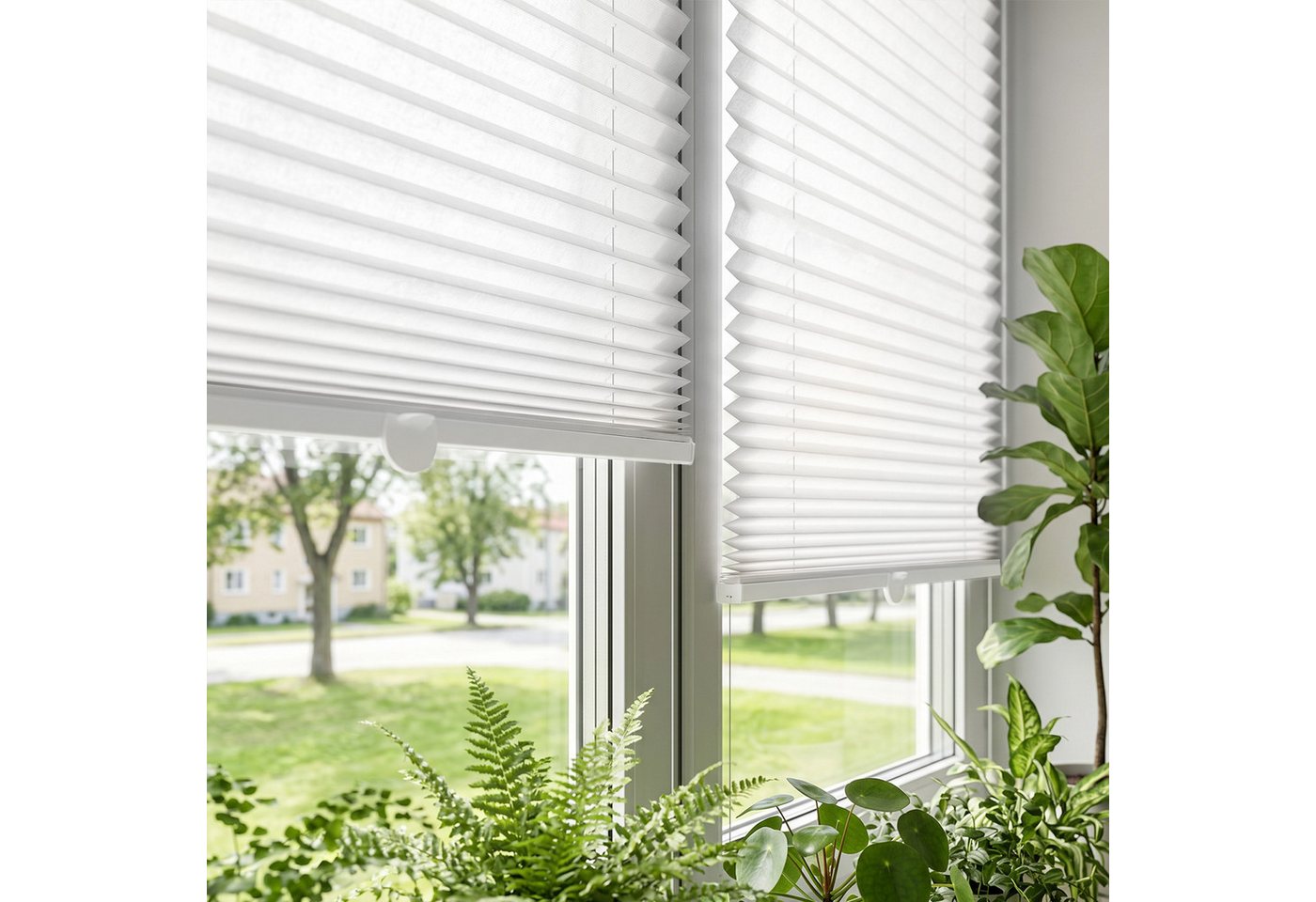 Salcar Plissee Plissee ohne Bohren Klemmfix Rollo verspannt für Fenster Lichtschutz, blickdicht mit Klemmträger im Fixmaß für Fenster und Türen Bild 5