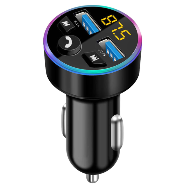 Bluetooth-fm-transmitter – Bluetooth 5.0-adapter – Audioadapter – Mp3-player – Fm-transmitter Aus Metall – Mit Dual-usb-ladegerät Für Mobiltelefone Und Zigarettenanzünderstecker