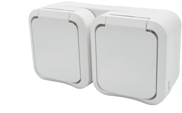 Aqua Pro Aufputz-doppelsteckdose Mit Erdung Ip55 Weiß 60225