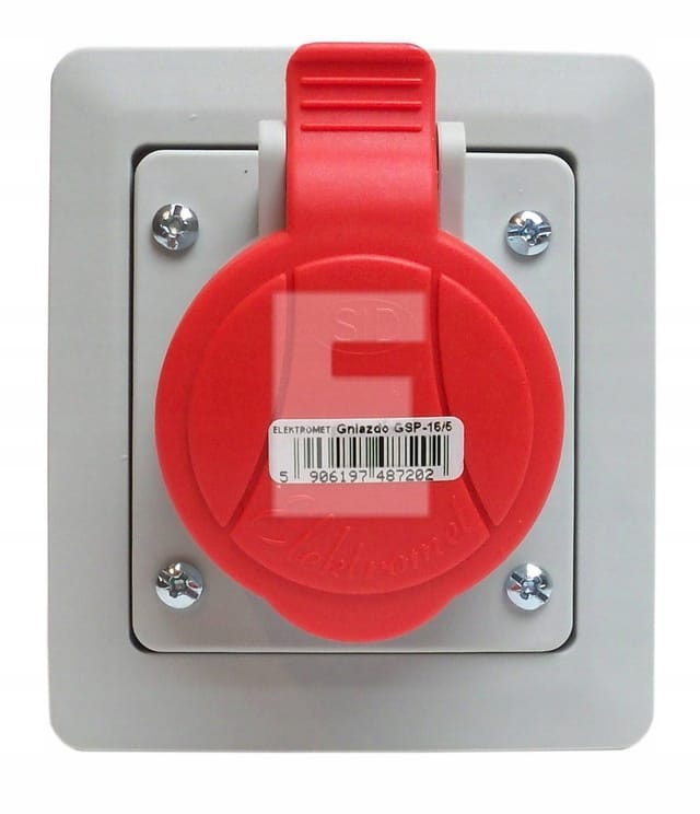 Unterputz-schrägsteckdose Mit Rahmen 5p 16a 400v Rot Ip Gsp 16/5 Ip-44 921850