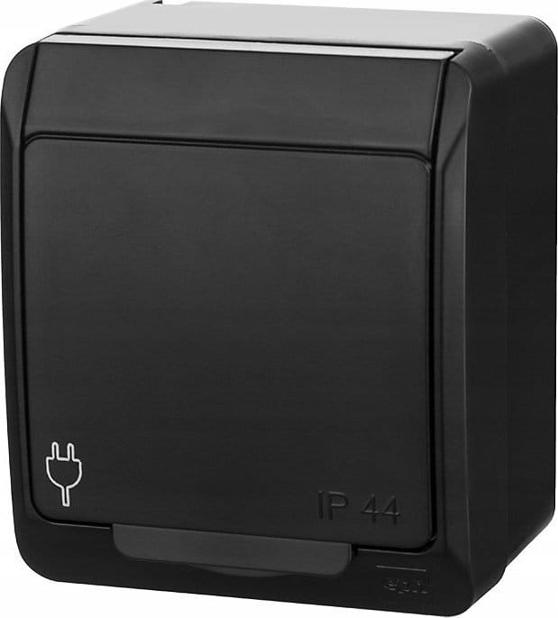 Hermes Einzel-aufputzsteckdose Mit Erdung 2p+z Schuko Ip44 Schwarz 0324-09