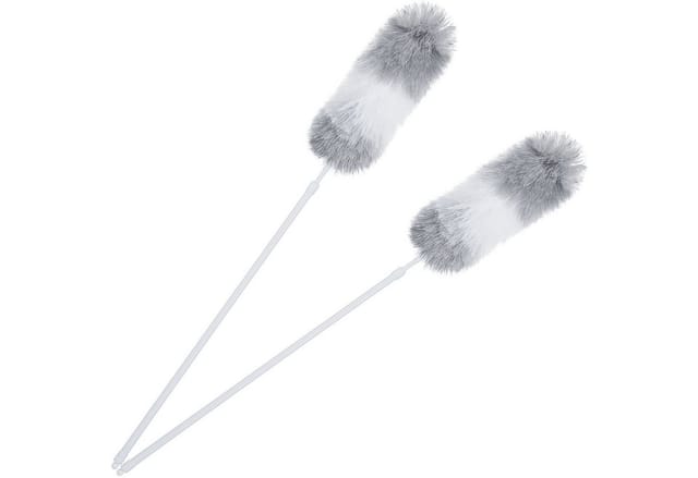 Monzana® 2x Staubwedel Ausziehbare Teleskopstange 80-110 Cm Mikrofaser Waschbar Haushalt Staubwischer Staubwedel Grau Weiß