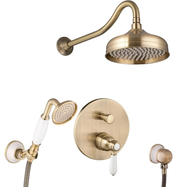 Regendusche Bronze Retro Unterputz Duschsystem Antik 2-wege Armatur - Paulgurkes