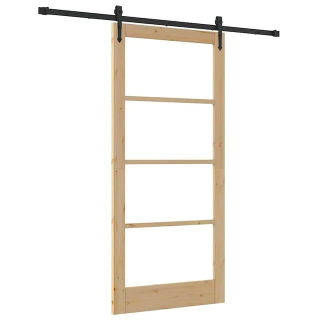 vidaXL Schiebetür Natur und Schwarz 93 x 202 cm 3332399