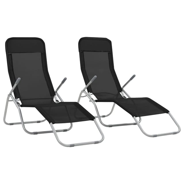 Klappliegen 2 Stk. Textilene Schwarz Vidaxl