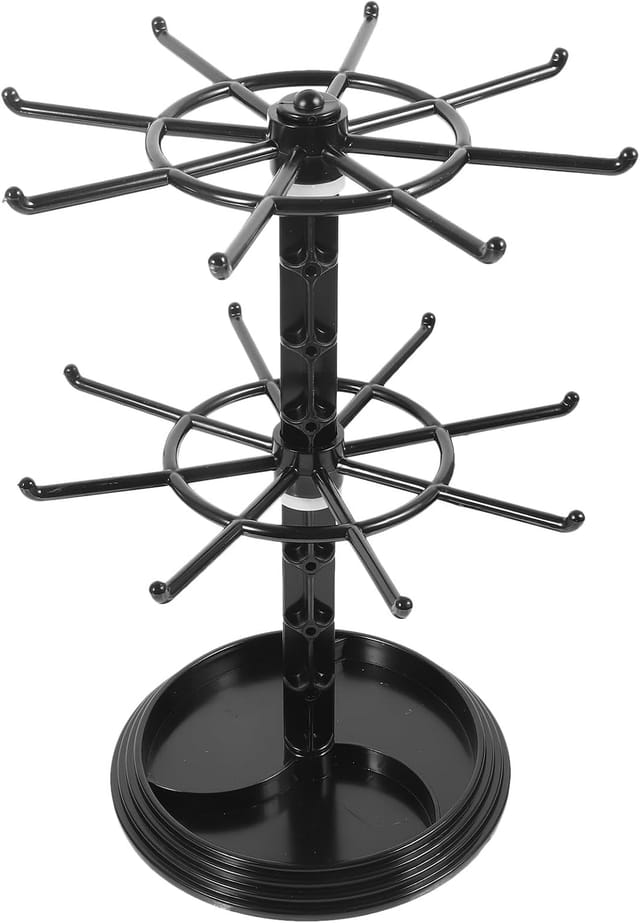 Drehbarer Halskettenhalter Kunststoff Schmuckständer Klein Schwarz Organizer Für Schlüssel Armbänder Haargummis Tisch