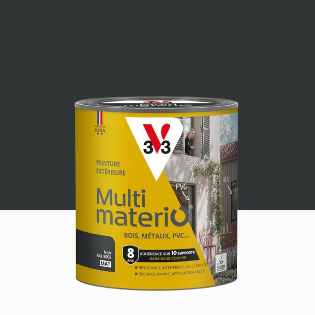 Außenfarbe Für Holz, Eisen Und Kunststoff, V33 Mattschwarz, 0,5 L V33