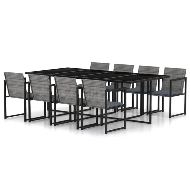 Gartenmöbel-set 9-teilig Mit Kissen Rattan Grau