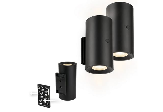 Briloner Isy Led Wandleuchte Ohne Stromanschluss Und Ohne Bohren, 2er Set, Dimmbar, Touch, Warmweißes Licht, Schwarz, Ø6,1 X 12 Cm