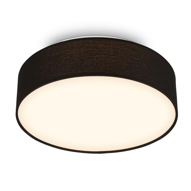 Briloner Led Deckenlampe Stoffschirm Ø30x10,5 Cm Rund 16w 1800lm 3000k Warmweiß Schwarz - Deckenleuchte Wohnzimmer Schlafzimmer Küche Flur