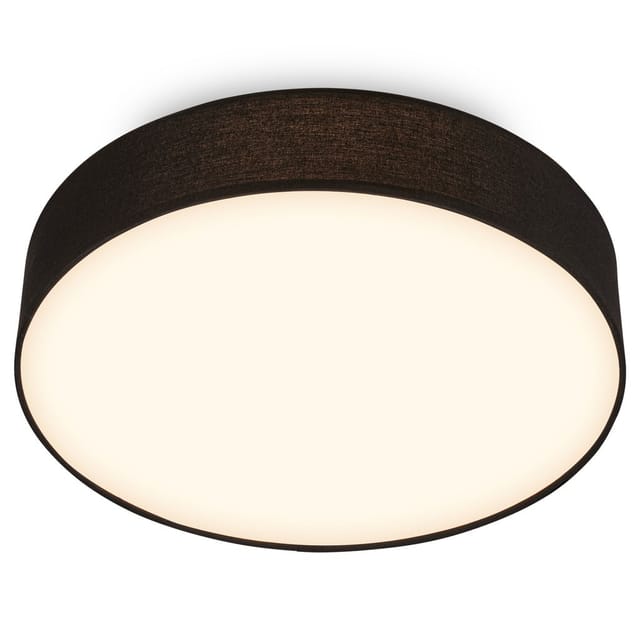 Briloner Led Deckenlampe Stoffschirm Ø38x10,5 Cm Rund 24w 2600lm 3000k Warmweiß Schwarz - Deckenleuchte Wohnzimmer Schlafzimmer Küche Flur