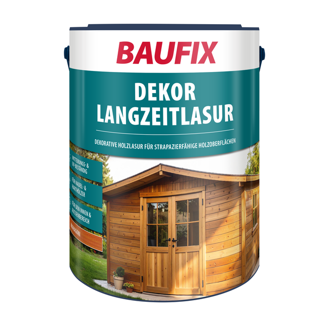 Baufix Dekor Langzeitlasur Mahagoni Seidenglänzend, 5 Liter, Holzlasur