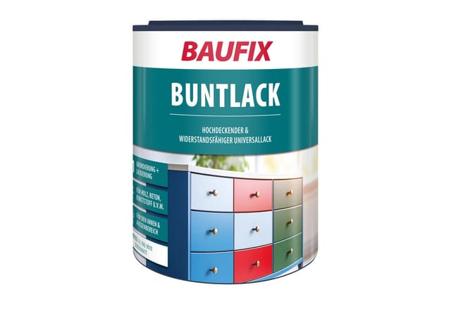 Baufix Buntlack Weiss Seidenmatt, 1 Liter, Lackfarbe