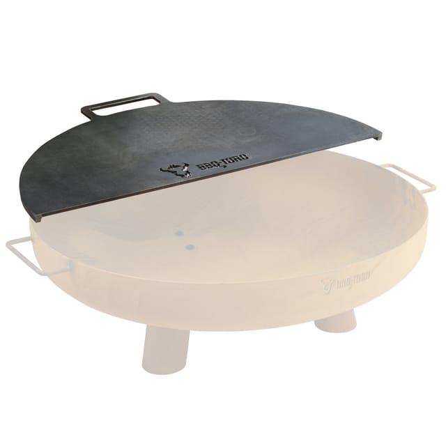 Bbq-toro Karbonstahl Grillplatte Für Ø 60 Cm Feuerschalen, Halbrund Mit Griff, Grau