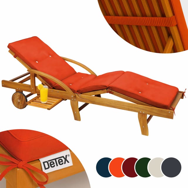 Detex Liegenauflage Wasserabweisend 4 Segmente Auflagen Polster Kissen Liege Sonnenliege Gartenliege Orange