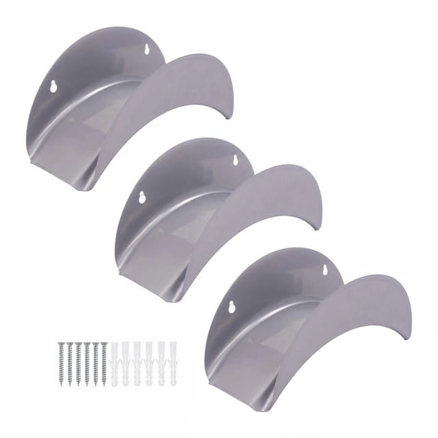 Relaxdays Schlauchhalter, 3er Set, Je Bis 38 M Gartenschlauch, Wandmontage, Gartenschlauchhalterung, Silber